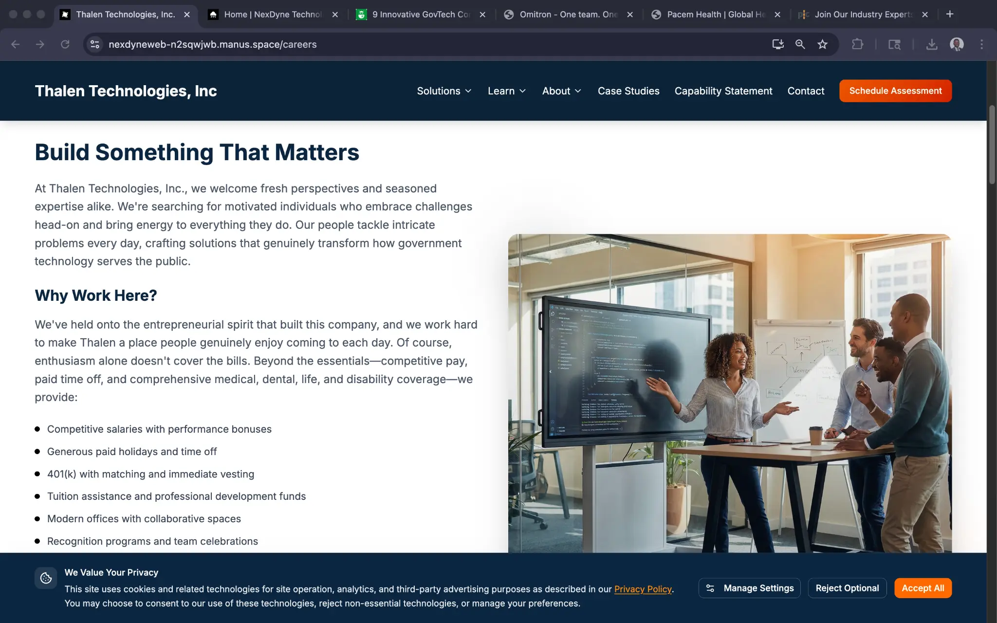 Thalen Technologies team collaborating in modern office